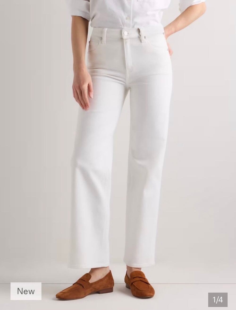 Quince Bella Stretch Relaxed Straight Jeans Ghost White Organic Women Size 30